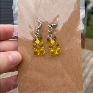 Hand-pieced Yellow Gummy Bear Earrings